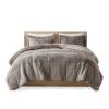King/CAL King Soft, Grey Sherpa Faux Fur 3-Piece Comforter Set with Pillow Shams