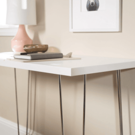 Mid-Century Modern Hairpin-Leg Computer Desk, White