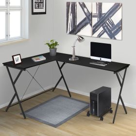 L-shaped Computer Desk with CPU Holder, Black
