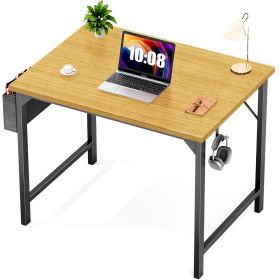 Simple Style Wooden Work Office Desk with Storage, Yellow