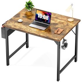 Wooden Office Desk with Storage, Brown