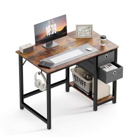 Simple Style Vintage Home Office Writing Desk, 2-Tier Drawers Storage
