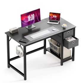 Modern Style Home Office Writing Desk, 2-Tier Drawers Storage, Black