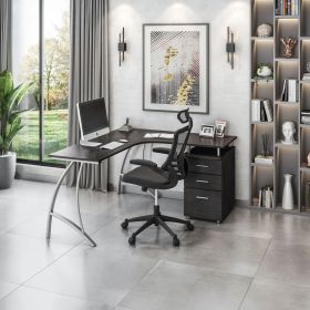 Techni Mobili Modern L- Shaped Computer Desk, File Cabinet and Storage, Espresso