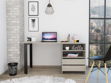 Malaui Desk, Two Drawers and Two Shelves, Light Gray